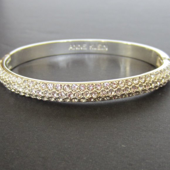 Anne Klein Silver Tone Pave Set Crystal Bangle - Picture 5 of 9
